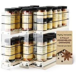 Cabinet Mounted Spice Rack Organizer - 3 Drawers, 30 Capacity - Pullout ...