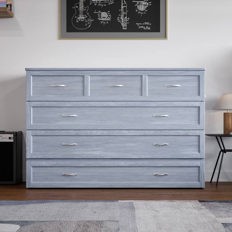 AFI Northfield Murphy Bed Chest with 6" Mattress, Storage Drawer & Built-In Charger