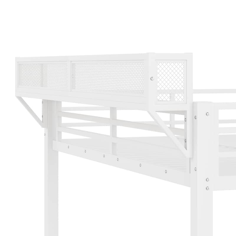 Queen over Queen Bunk Bed Frame with USB Ports, LED Lights, Storage Shelves and Drawers, Lower Bed Converted into Sofa