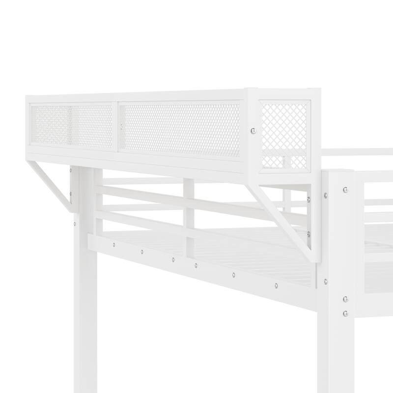 Queen over Queen Bunk Bed with Storage Shelves & Drawers, USB Ports & LED Lights, Convertible Sofa Lower Bed