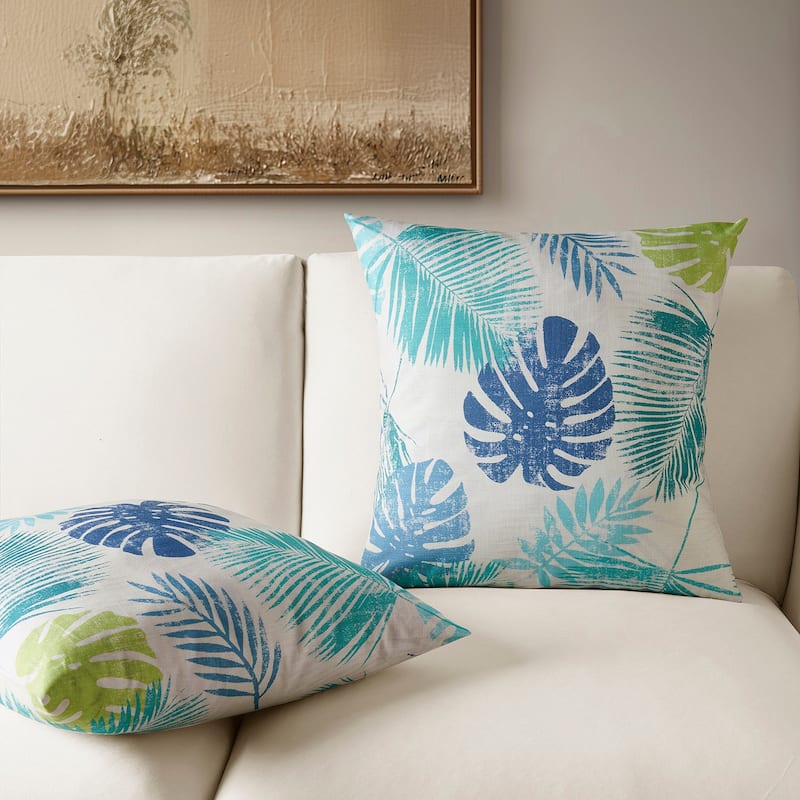 Exclusive Fabrics Printed Cotton Throw Pillow Covers 18 X 18 - Textured Decorative Pillow Covers (Set of 2)