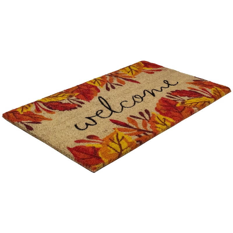 Leafy Fall Harvest Rectangular "Welcome" Doormat 18" x 30" - 18" x 30"