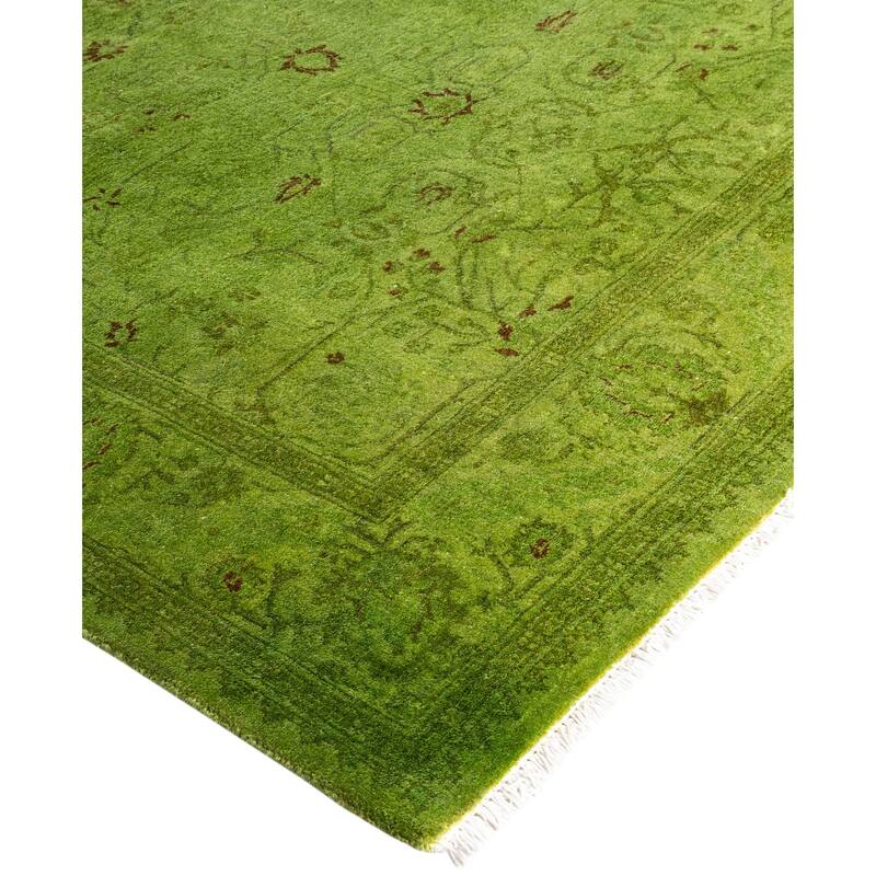 Overdyed One-of-a-Kind Hand-Knotted Area Rug - Green - 4' 2" x 6' 2"