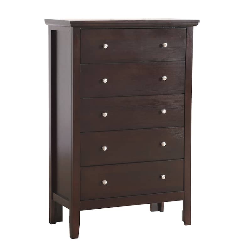 5-Drawer Wooden Bedroom Chest - 48" - Espresso Brown