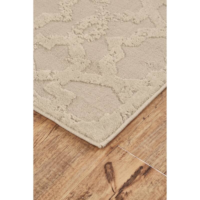Plaza DIstressed Geometric Trellis Area Rug, Silver Gray/Steel Gray