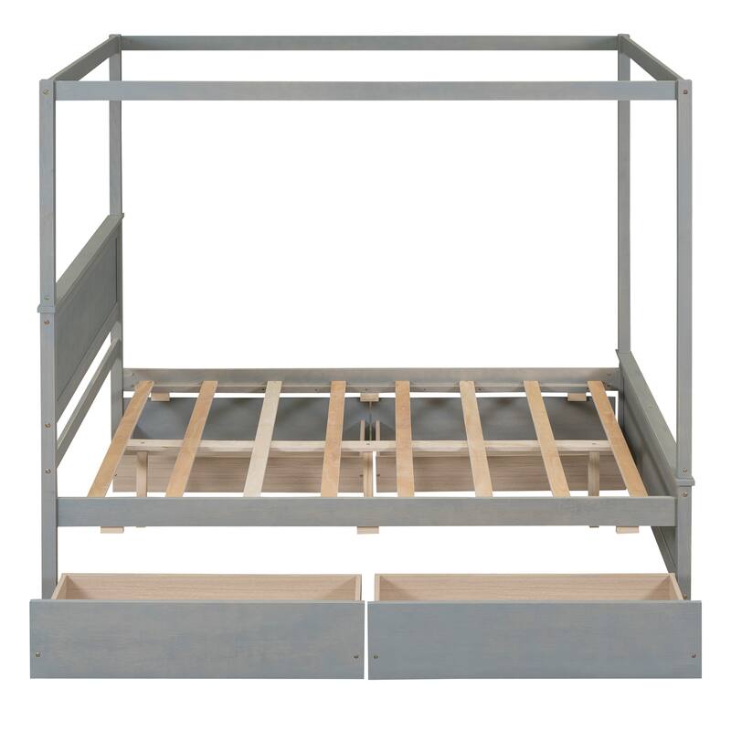 Full Canopy Platform Bed with Storage Drawers