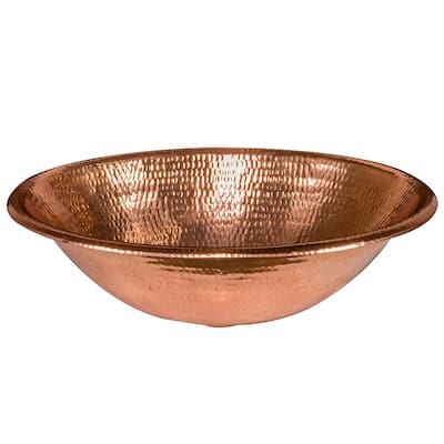 17-in Oval Self Rimming Hammered Copper Bathroom Sink in Polished Coppern (LO17RPC)