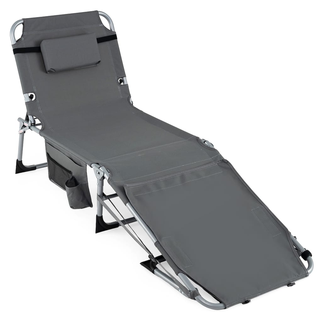 Gymax Tanning Chair w/Face Arm Holes 4-Level Backrest & Head Pillow