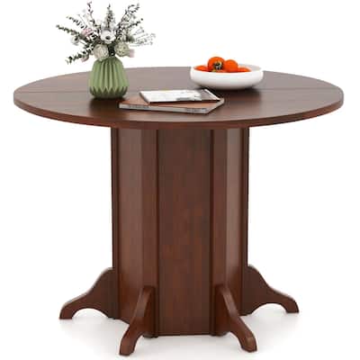 Costway 42" Wooden Kitchen Table Round Dining Table with Pedestal Base - See Details