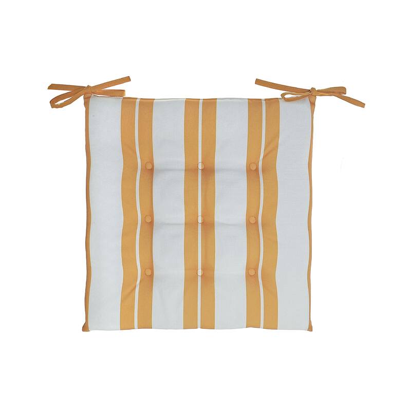 Boston Outdoor Cabana Stripe Tufted Chair Pad Yellow 16 X 16 - Set of 2