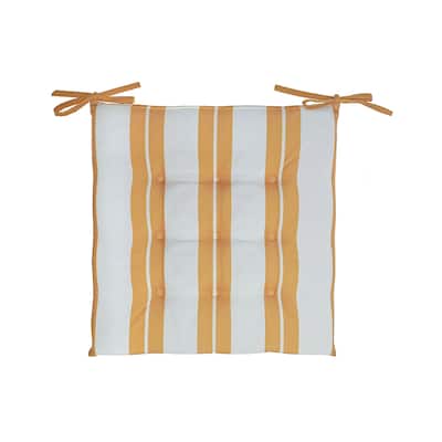 Boston Outdoor Cabana Stripe Tufted Chair Pad Yellow 16 X 16 - Set of 2