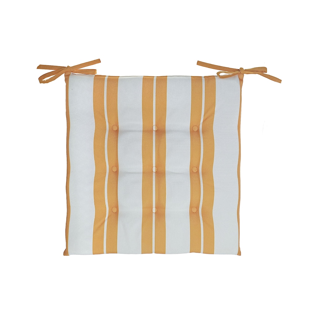 Boston Outdoor Cabana Stripe Tufted Chair Pad Yellow 16 X 16 - Set of 2