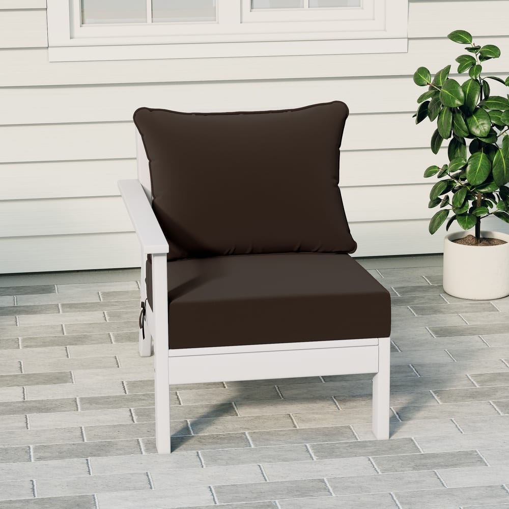 Birchwood All Weather HDPE Outdoor Patio Deep Seating White Left Arm Facing Chair With Cushions (1-Piece)