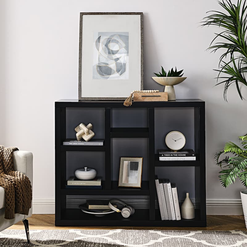 35.63 in. Tall 4-Shelf Standard Bookcase with Interior Shelves - Black