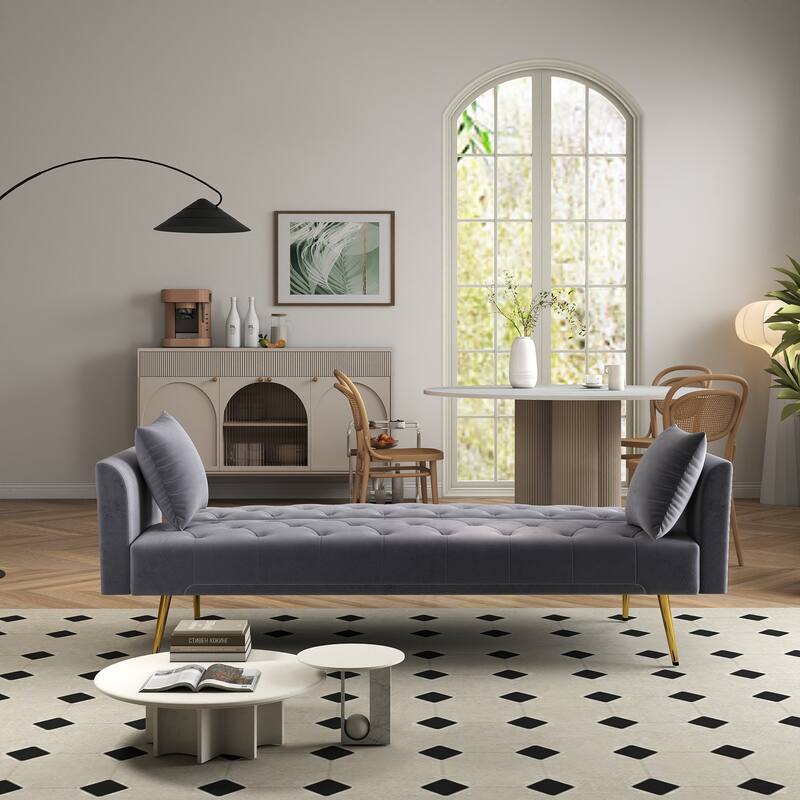 Convertible Sleeper Sofa Bed, Foldable Velvet Loveseat with Adjustable Backrest and Metal Legs, Cloud Chaise Lounge Couch