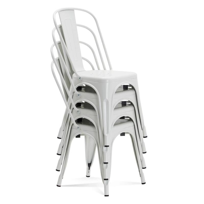 Metal Dining Chairs Set of 4, Stackable Restaurant Classic Trattoria Chairs, Modern Bar Chairs for Dining Room Patio Outdoor
