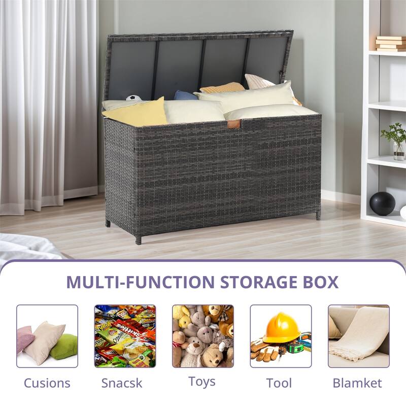 120 Gallon Waterproof Large Resin Deck Box Indoor Outdoor Lockable Storage Container for Patio Furniture, Toys and Garden Tools