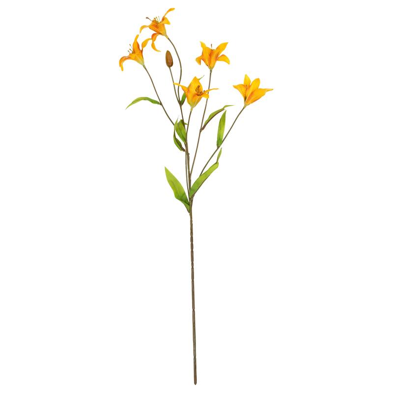 Two-Tone Tiger Lily Artificial Floral Spray - 26" - Mustard Yellow and Orange
