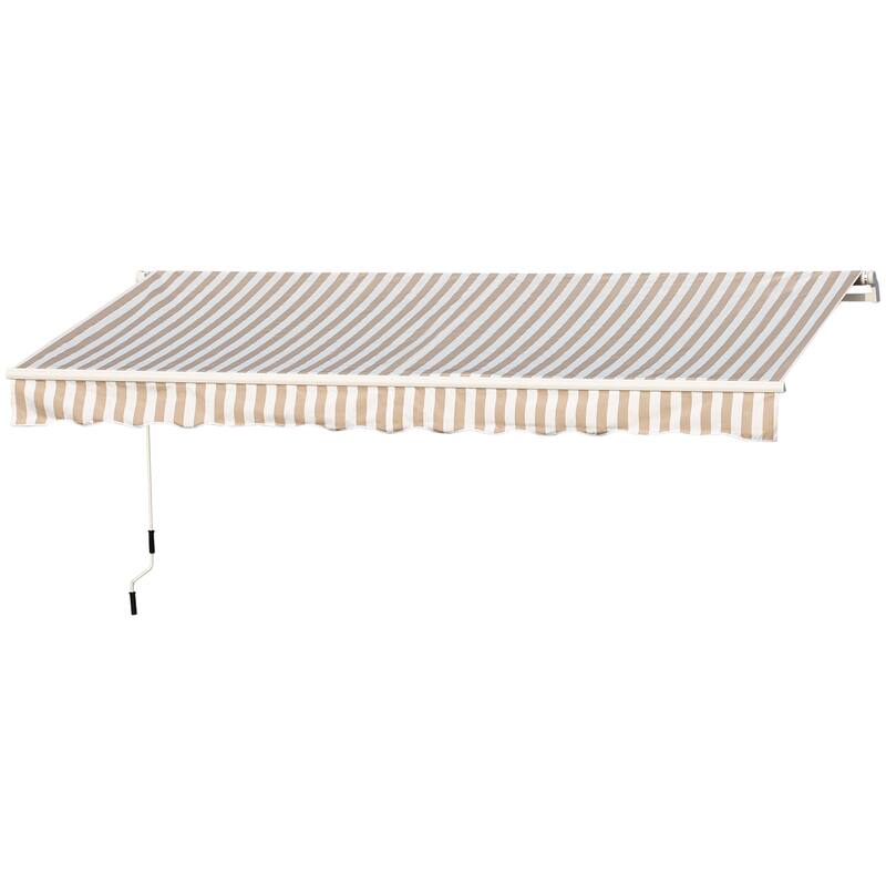 Outsunny 13' x 8' Manual Retractable Sun Shade Patio Awning with Durable Design & Adjustable Length Canopy