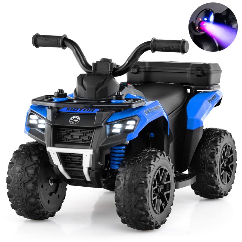 Gymax 6V Kids Ride On ATV w/ Music & Spray Function USB Port Storage - Blue