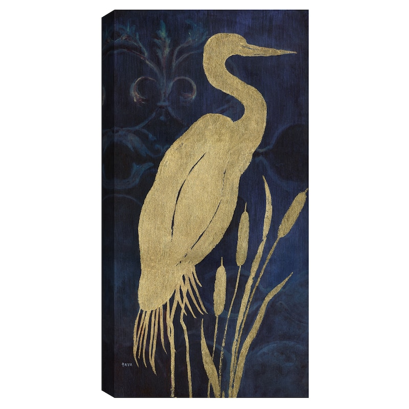 Egret on Indigo I Canvas Art Print