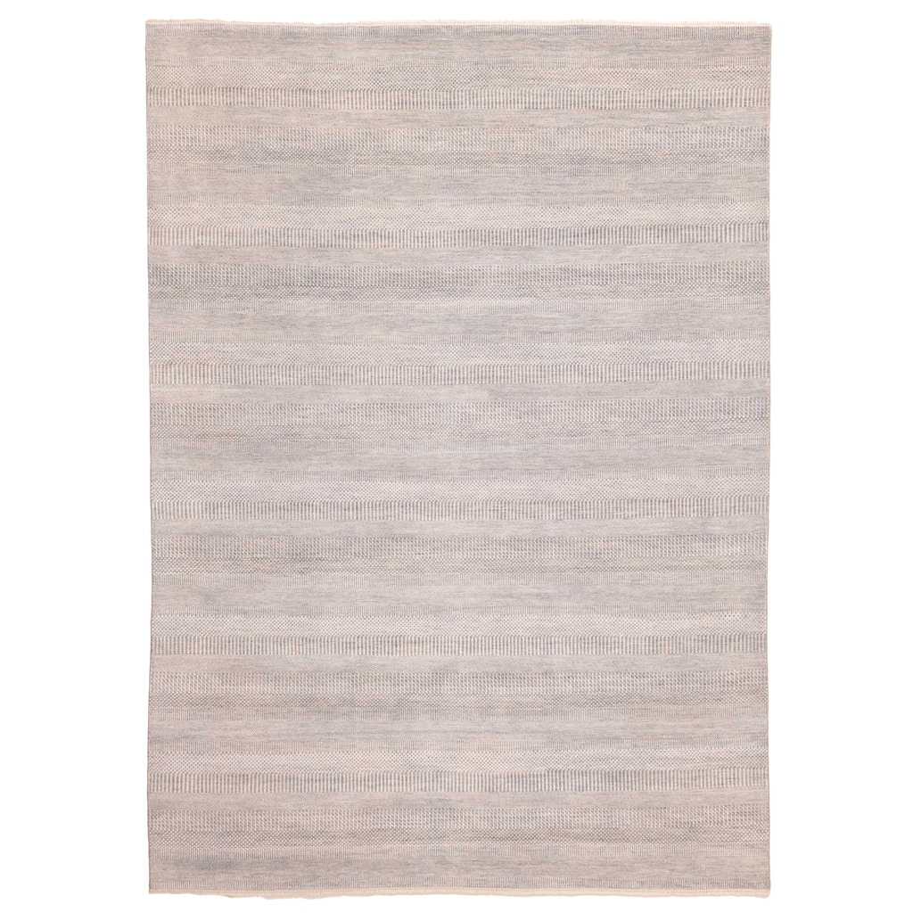 ECARPETGALLERY Hand-knotted Finest Silk Shadow Grey Silk, Wool Rug - 8'11 x 12'1