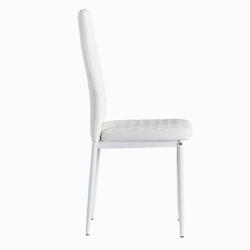 Set of 6 Faux Leather Dining Chairs Modern Sprayed Metal Frame
