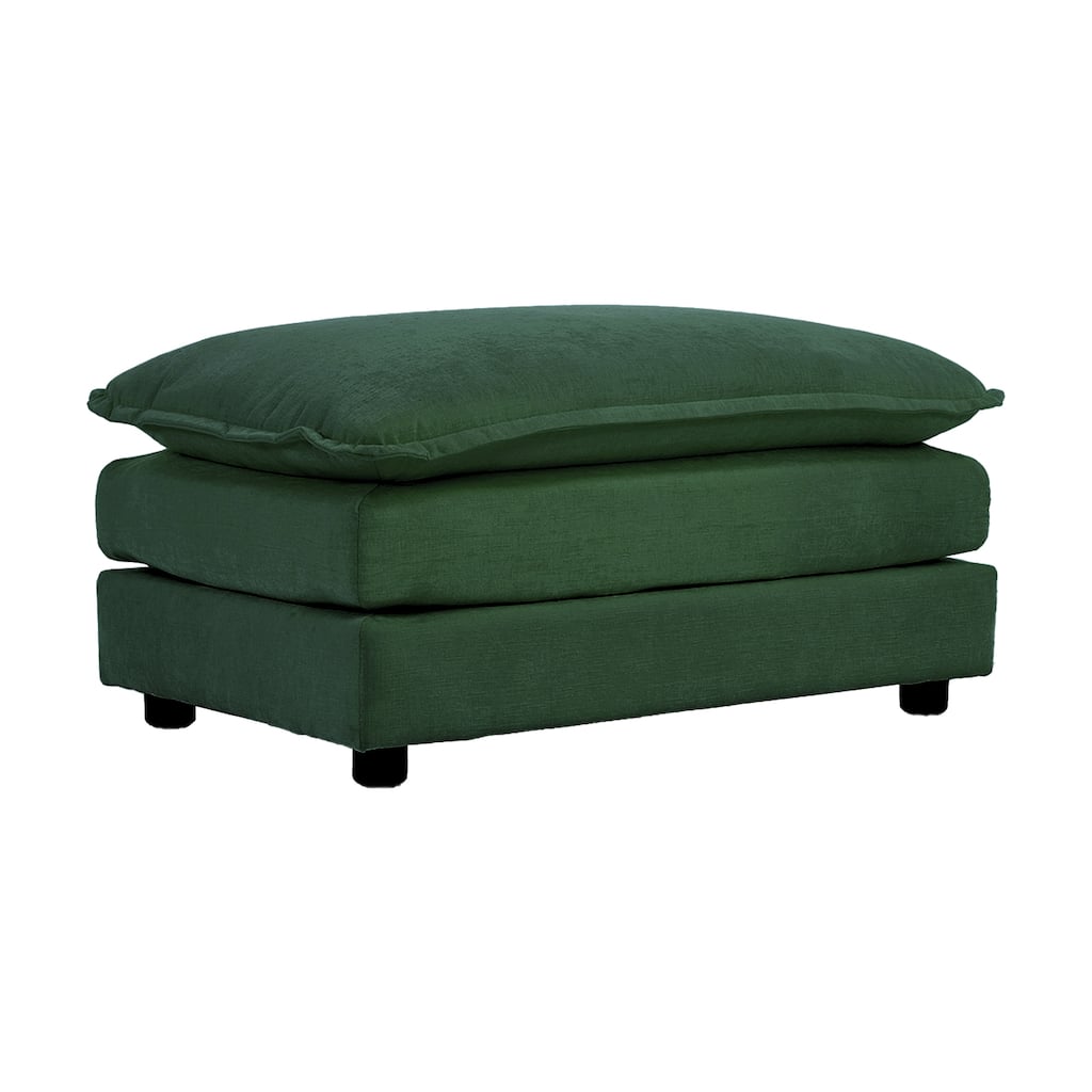 Green Chenille Fabric Ottomans Footrest for Sofa Combination