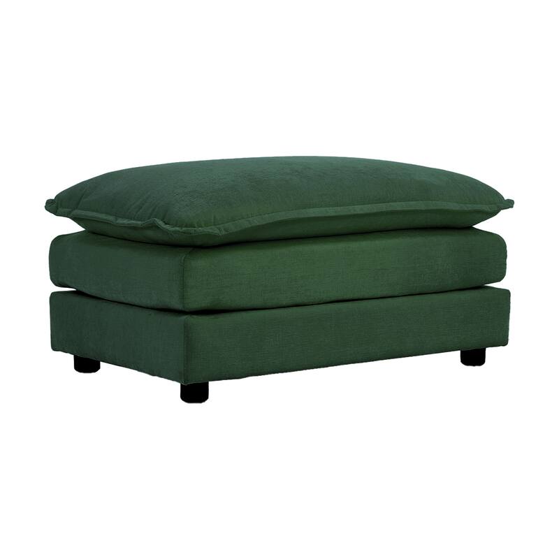 Green Chenille Modular U-Shape Sectional Sofa with Reversible Ottomans