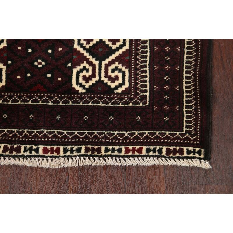 Traditional Geometric Persian Balouch Wool Area Rug Handmade Carpet - 2'6" x 3'11"