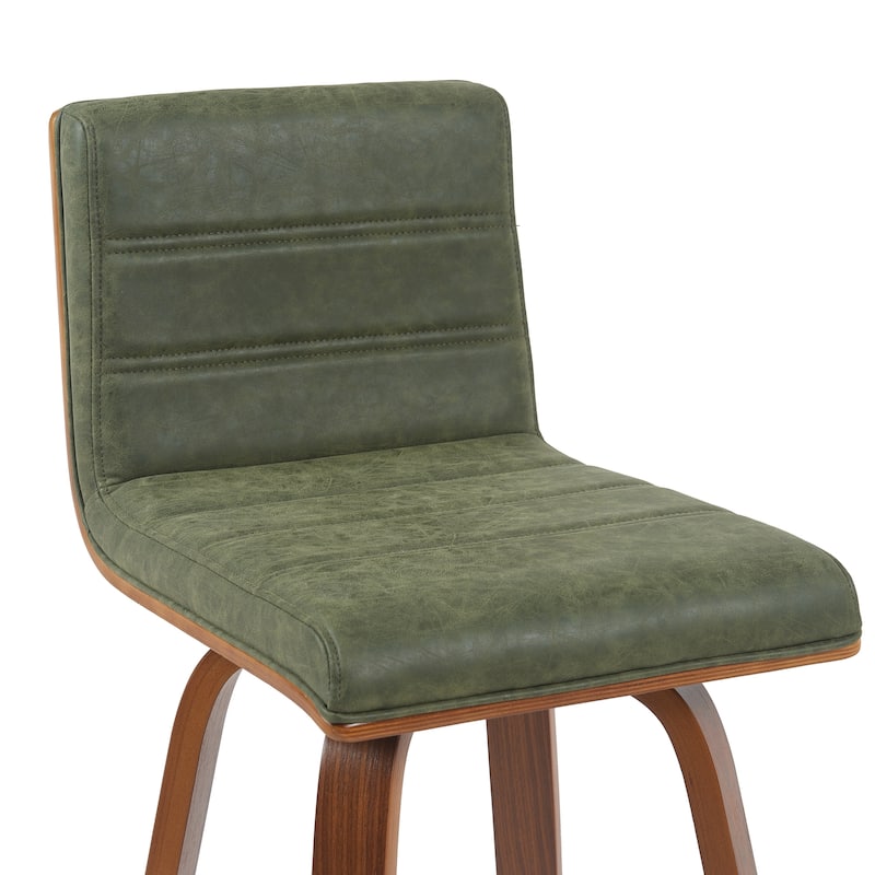 Skara Swivel Bar Stool, Upholstered Bar Height Chair with Bentwood Frame