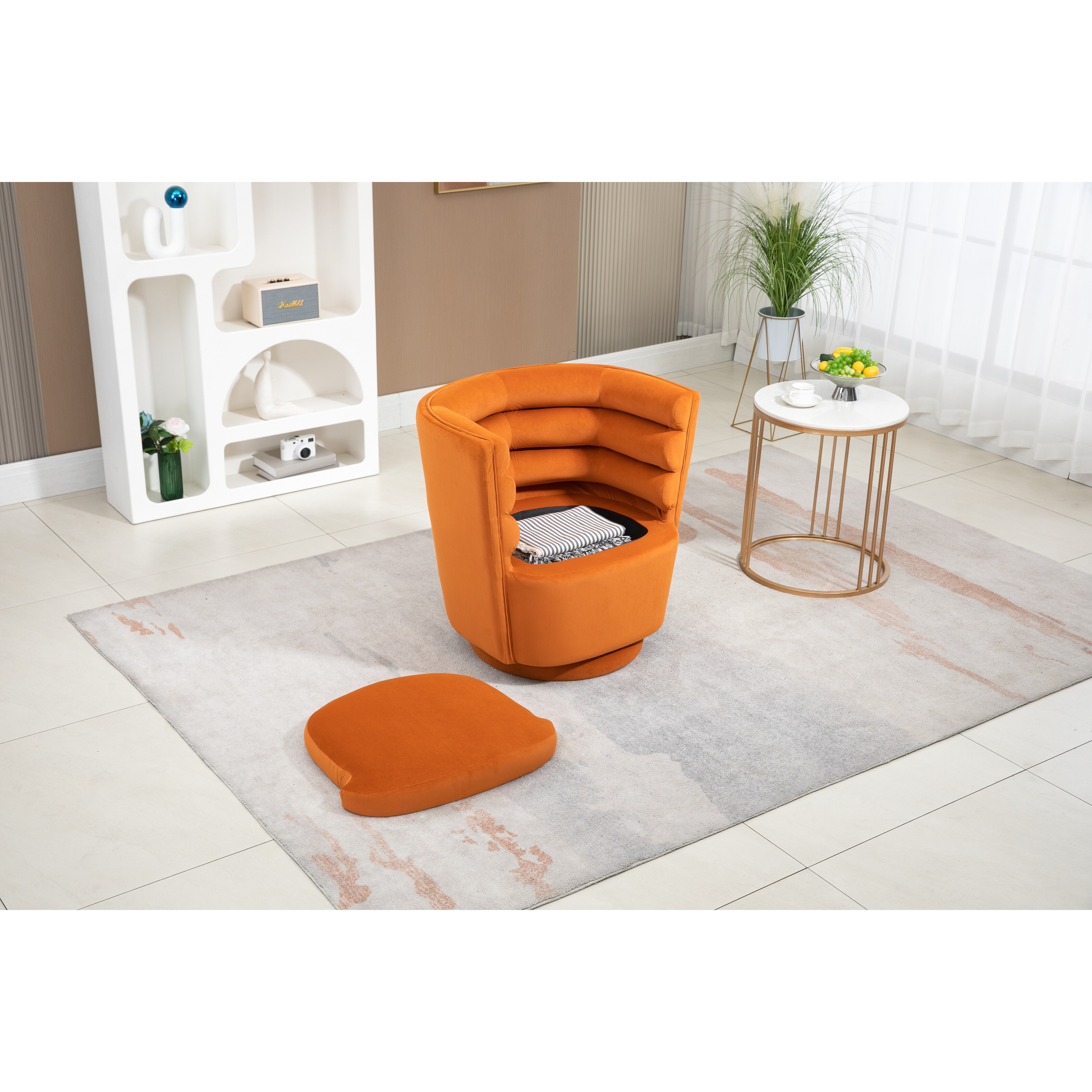 Orange swivel barrel chair deals