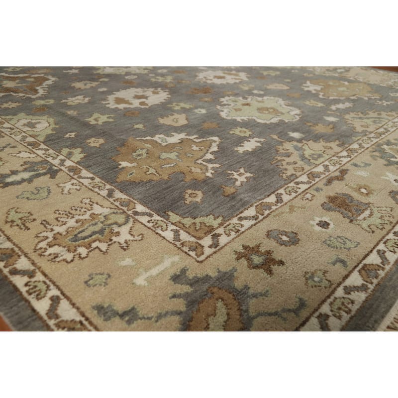 Gray Oushak Indian Area Rug Handmade Wool Carpet - 8'3" x 10'0" - Grey - 8'3" x 10'0"