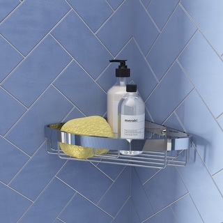 Croydex Aluminum Single Tier Chunky Corner Shower Caddy in Chrome