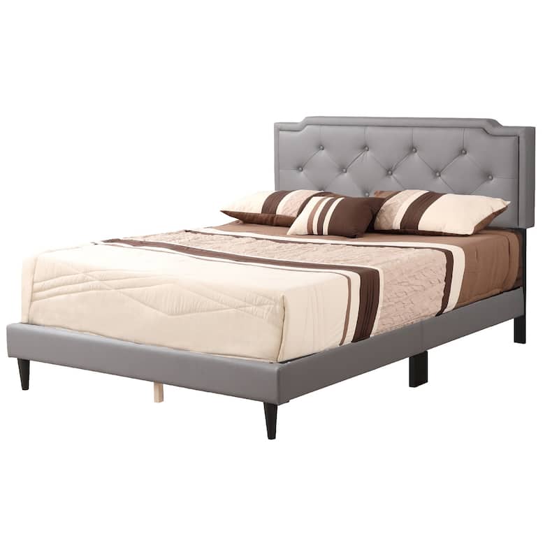 Leather Adjustable Full Panel Bed - 81" - Gray
