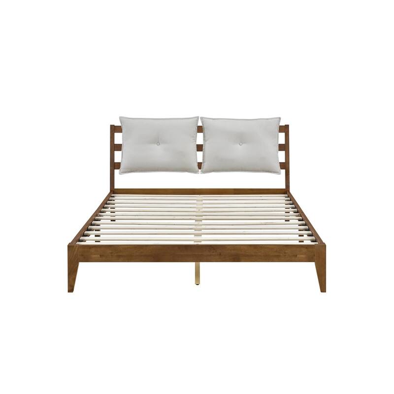 Carmen Pillow Top Headboard Platform Queen Bed Frame, Solid Rubberwood