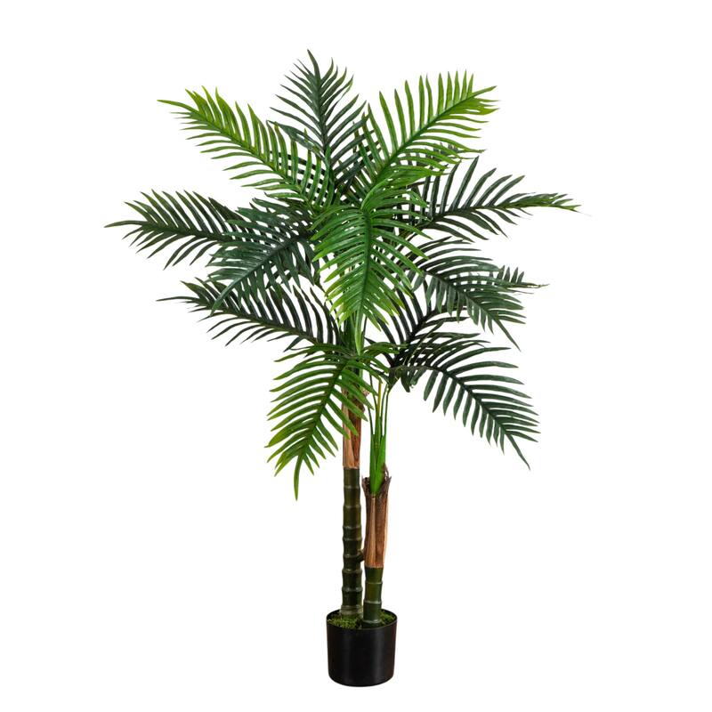 4-ft UV Resistant Artificial Double Robellini Palm Tree - Green