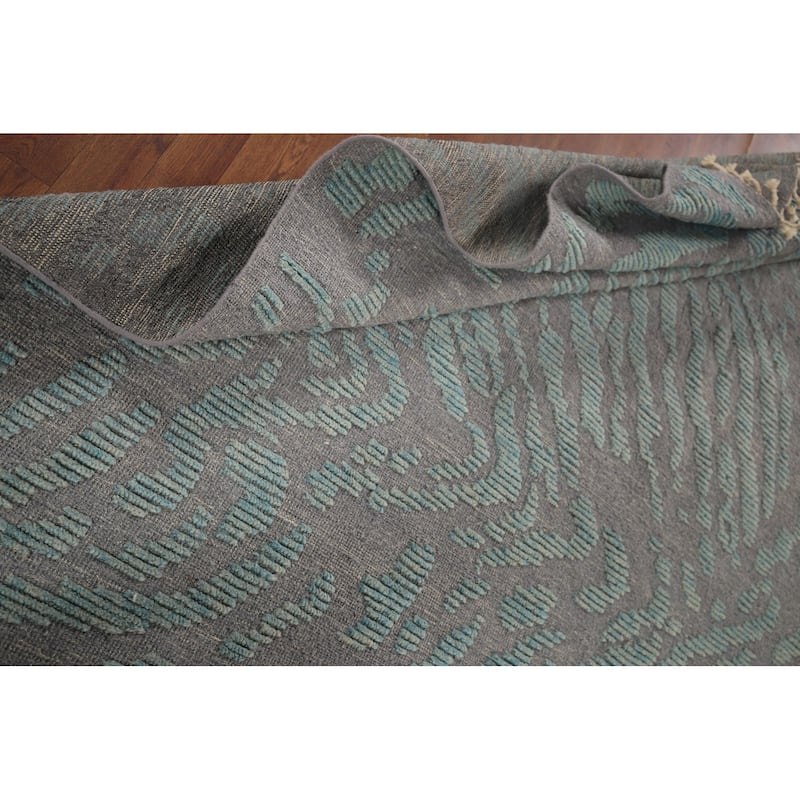 All-Over Abstract Moroccan Area Rug Hand-Knotted Wool Carpet - 9'9"x 12'4"