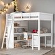 preview thumbnail 1 of 18, Full Size Loft Bed with Desk and Storage Shelf, Maximized Space, White White