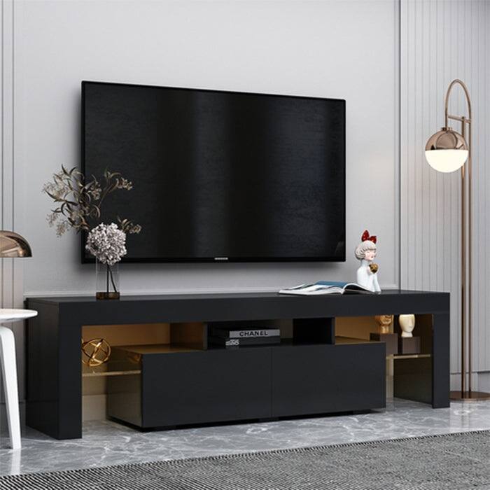 Modern Black TV benches MDF LED TV Stand w/Remote Control Lights
