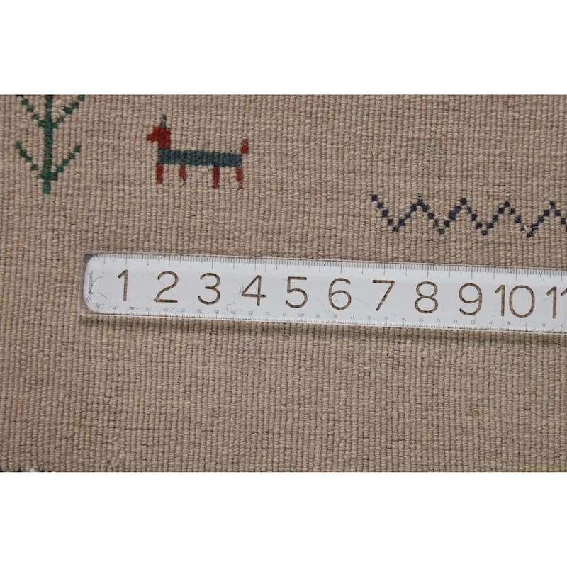 Hand Knotted Oriental 100% Wool Carpet Tribal Stripe Brown Gabbeh Area Rug - 5' 10'' X 4' 2''