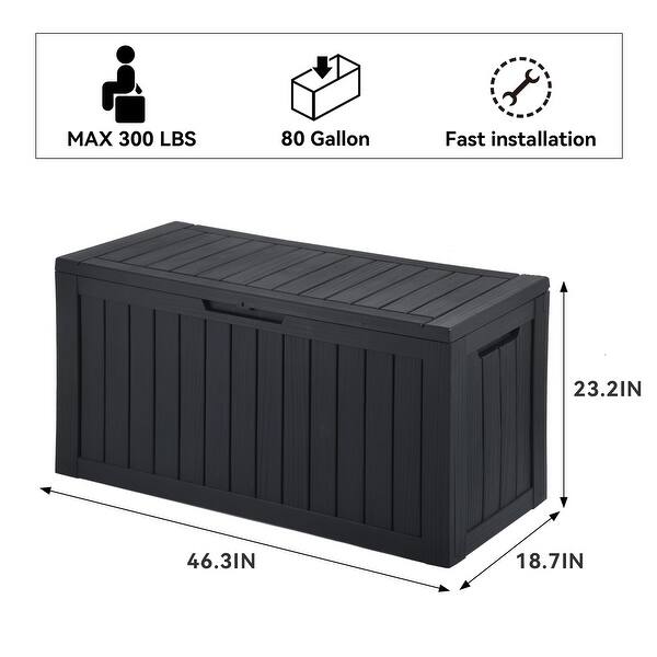 80 Gallon Resin Deck Box, Outdoor Lockable Storage Box for Patio