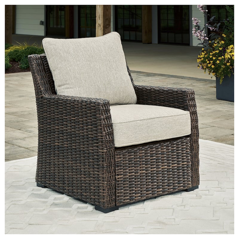 Signature Design by Ashley Brook Ranch Brown Outdoor Lounge Chair with Cushion - 30.63" W x 34.5" D x 38.38" H - 30.63" W x 34.5" D x 38.38" H - Brown