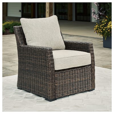 Signature Design by Ashley Brook Ranch Brown Outdoor Lounge Chair with Cushion - 30.63" W x 34.5" D x 38.38" H