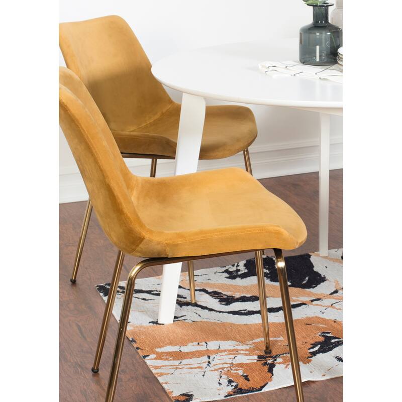 Modern Style Dining Set with Round Table and Velvet Upholstered Chairs