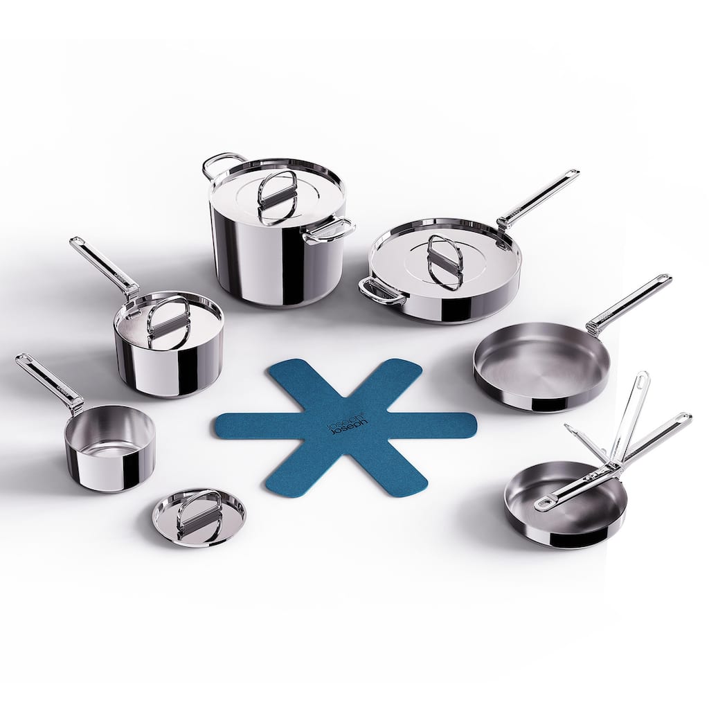 Joseph Joseph Space Steel 10-piece Stainless Steel Cookware Set with Folding Handles