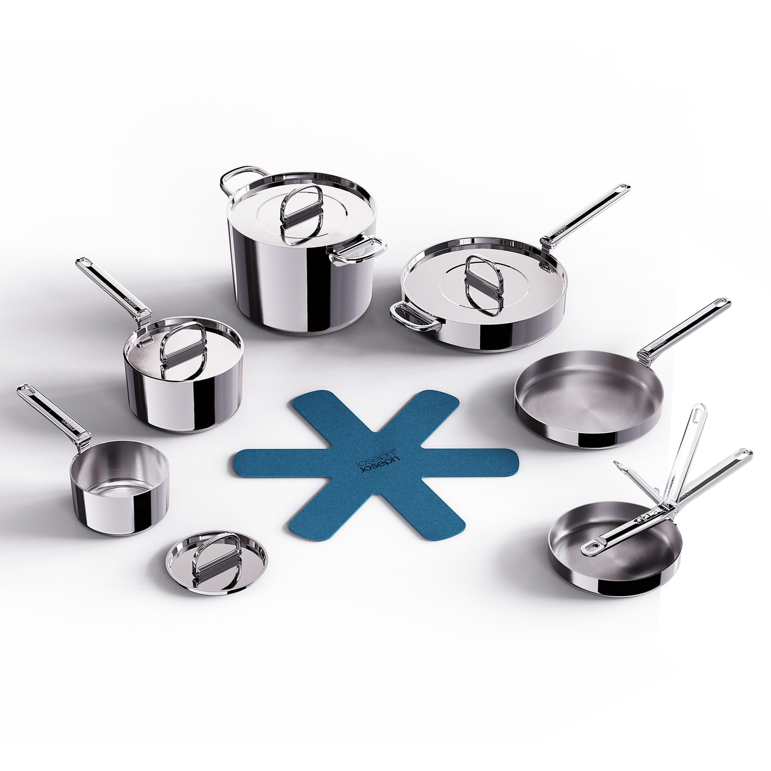 Joseph Joseph Space Steel 10-piece Stainless Steel Cookware Set with Folding Handles