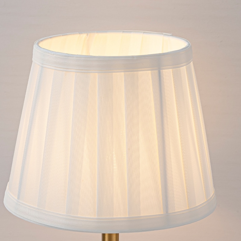 CraftHome 16'' Modern Fabric Shade Rechargeable LED Table Lamp Touch Control Cordless USB Nightstand Lamp with Stepless Dimming