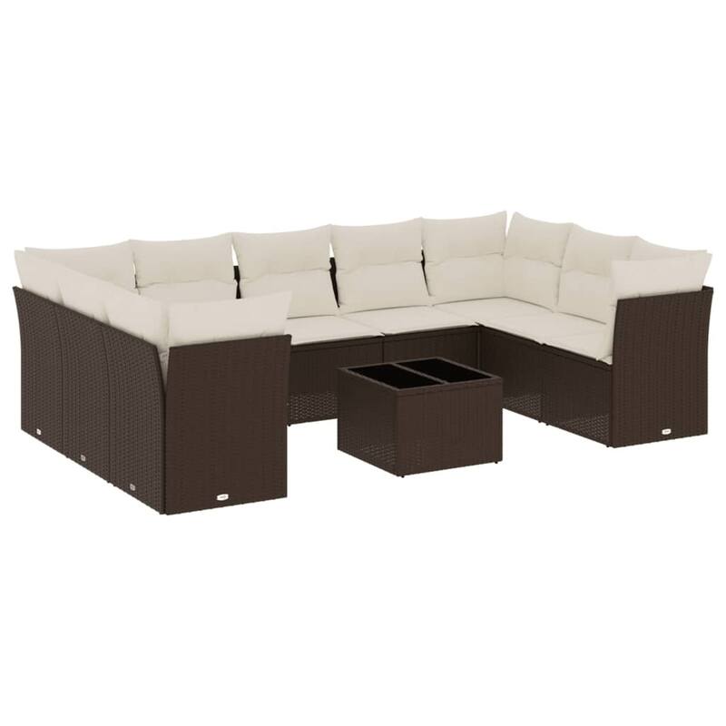 vidaXL Garden Sofa Set Brown, Cream White - 21.7 x 21.7 x 14.6