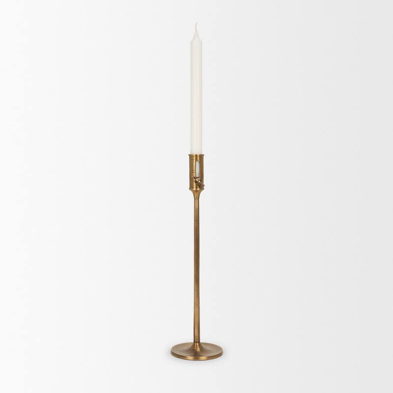 Chantria Large Solid Natural Brass Adjustable Taper Candle Holder